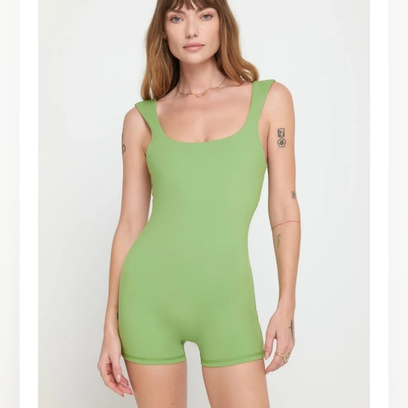Spiritual Gangster Salem Short Cactus Green Sleeveless Romper - Picture 1 of 8